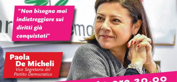 Venerdì 2 agosto la vice presidente del PD, Paola De Micheli, sarà a Dobbia