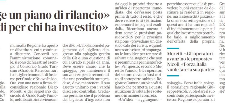 SULLA PROSSIMA STAGIONE TURISTICA DI GRADO I SOGGETTI ISTITUZIONALI E DEL SETTORE DEFINISCANO UNA STRATEGIA E PROPOSTE COMUNI